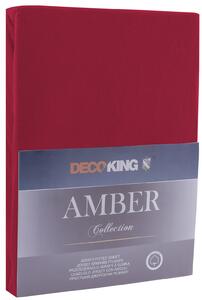 DecoKing Bavlněné jersey prostěradlo Amber, purpurově červená Rozměr: 100-120x200 cm