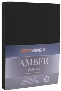 DecoKing Bavlněné jersey prostěradlo Amber, černá Rozměr: 80-90x200 cm