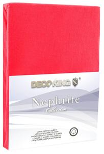 DecoKing Bavlněné jersey prostěradlo Nephrite, červená Rozměr: 80-90x200 cm