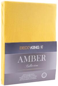 DecoKing Bavlněné jersey prostěradlo Amber, zlatě žlutá Rozměr: 80-90x200 cm