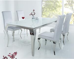 Massive home | Jídelní stůl Baroque 180x90 bílý - stříbrný MH379030