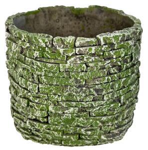 BETONOVÝ KVĚTINÁČ zelený pr.18cm "SKLÁDANÝ KÁMEN"