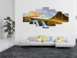 Obraz hory a vodopádů na Islandu (210x100 cm)