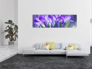 Obraz květin v dešti (170x50 cm)