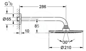 Grohe - Hlavová sprcha, průměr 210 mm, sprchové rameno 286 mm, chrom
