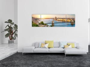 Obraz města Budapešť s řekou (170x50 cm)
