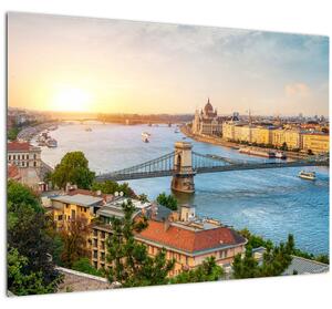 Obraz města Budapešť s řekou (70x50 cm)