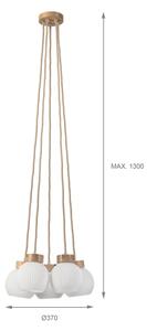 Lustr na lanku LOOMIS 5xE27/15W/230V 130 cm béžová/dub