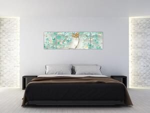 Obraz květiny s motýly (170x50 cm)
