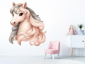 Kůň pro princeznu textilní přelepitelná samolepka na zeď arch 39 x 46 cm