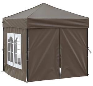 Skládací party stan s bočními stěnami taupe 2 x 2 m