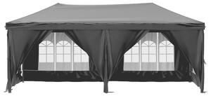 Skládací party stan s bočními stěnami černý 3 x 6 m