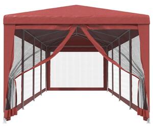 Party stan s 10 síťovanými bočnicemi červený 3 x 12 m HDPE