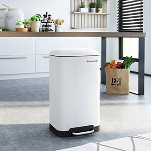 SongmicsHome Odpadkový koš s pomalým zavíráním SLOW, 30l, bílá