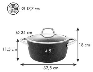 Kastrol PRESIDENT Stone s poklicí ø 24 cm, 4,5 l