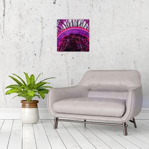 Abstraktní obraz - fialové větve (30x30 cm)
