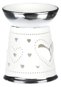 Aroma lampa, porcelánová. Stříbrno-bílá barva