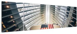 Obraz stavby s vlajkou USA (170x50 cm)