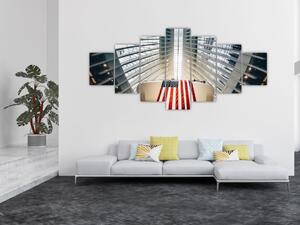 Obraz stavby s vlajkou USA (210x100 cm)