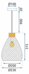 Toolight - Retro skleněná stropní lampa E27 60W APP897-1CP, černá, OSW-05697