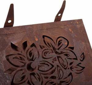 Dekorativní kovová truhla/box na květiny rezavá