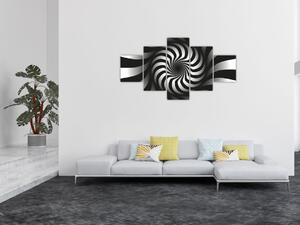 Abstraktní obraz černobílé spirály (125x70 cm)