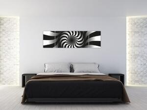 Abstraktní obraz černobílé spirály (170x50 cm)