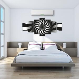 Abstraktní obraz černobílé spirály (210x100 cm)