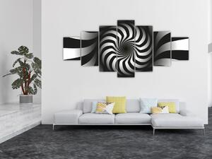 Abstraktní obraz černobílé spirály (210x100 cm)