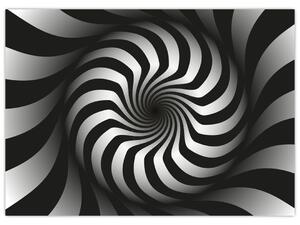 Abstraktní obraz černobílé spirály (70x50 cm)