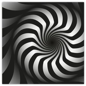 Abstraktní obraz černobílé spirály (30x30 cm)
