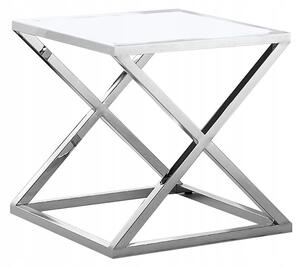 Tutumi, konferenční skleněný kávový stolek 50x50x43 cm CT-018-1, chromová, KRZ-08801