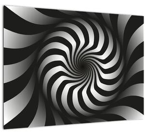 Abstraktní obraz černobílé spirály (70x50 cm)
