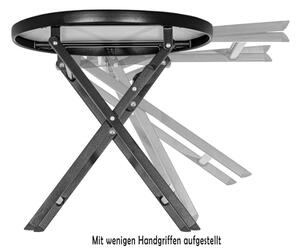 Odkládací stolek se skleněnou deskou, šedý mramor, Ø 45 cm
