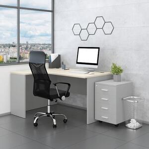 Sestava kancelářského nábytku SimpleOffice 2, 140 cm, levá, šedá / dub světlý
