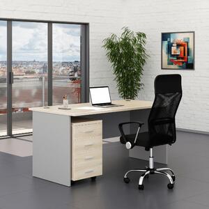 Sestava kancelářského nábytku SimpleOffice 1, 160 cm, dub světlý / šedá