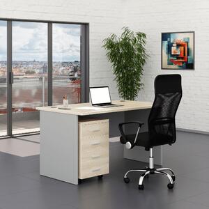 Sestava kancelářského nábytku SimpleOffice 1, 140 cm, dub světlý / šedá