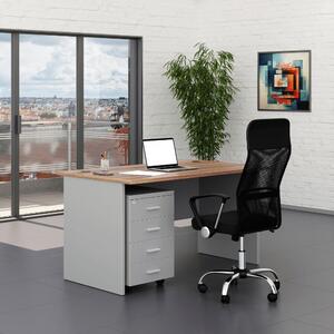 Sestava kancelářského nábytku SimpleOffice 1, 140 cm, šedá / ořech vlašský