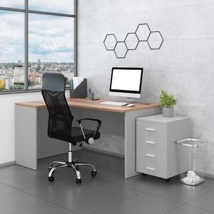 Sestava kancelářského nábytku SimpleOffice 2, 140 cm, levá, šedá / ořech vlašský