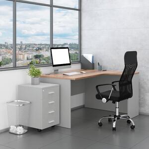 Sestava kancelářského nábytku SimpleOffice 2, 140 cm, pravá, šedá / ořech vlašský