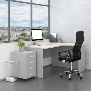 Sestava kancelářského nábytku SimpleOffice 2, 140 cm, pravá, šedá / dub světlý