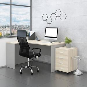 Sestava kancelářského nábytku SimpleOffice 2, 140 cm, levá, dub světlý / šedá