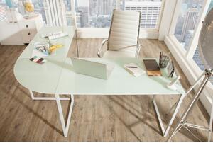 Massive home | Rohový psací stůl Company 180 cm matné bílé sklo MH388470