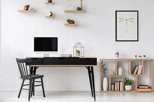 Tutumi, designový kancelářský stůl pro počítač 120x50x77 cm 190303, černá-dub sonoma, MEB-02500