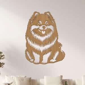 Dřevěný obraz psa Pomeranian | Rozměry (cm): 30x40 | Zvolte barvu dekoru: Buk