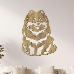 Dřevěný obraz psa Pomeranian | Rozměry (cm): 30x40 | Zvolte barvu dekoru: Dub zlatý