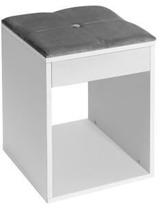 Tutumi, čalouněný puf/židle 34x34x48 cm, šedá-bílá, MEB-09091