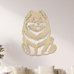 Dřevěný obraz psa Pomeranian | Rozměry (cm): 30x40 | Zvolte barvu dekoru: Javor