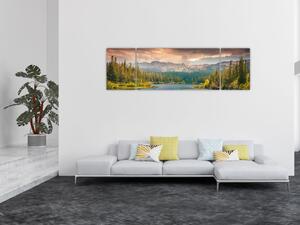 Obraz horské řeky a hor (170x50 cm)