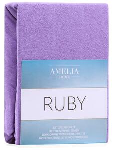 AmeliaHome Froté prostěradlo Ruby, fialová Rozměr: 180-200x200+30 cm